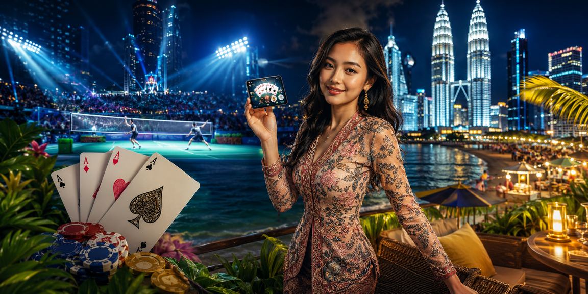 Pemain Teen Patti bergaya Melayu di Kuala Lumpur dengan suasana permainan kad yang meriah